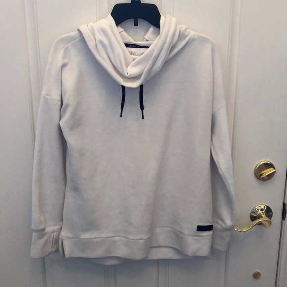 Calvin Klein White Fleece Cowl Neck 